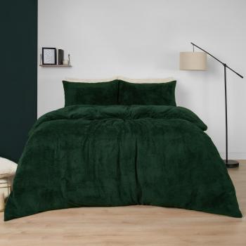 King Sized Forest Green Teddy Bear Themed Duvet Cover Set with Pillow Cases