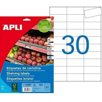 Apli 10387 Étiquettes Micro perforées pour Étagère, 67 x 25,4mm, Blanc