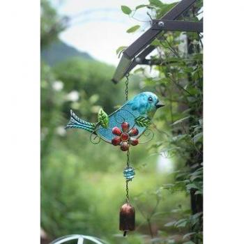 Outdoor Garden Ornament: Pastoral Style Red and Blue Bird Chime