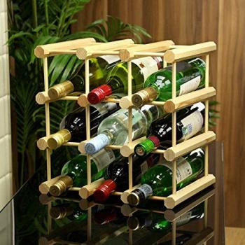Heritage Pine Wine Rack, 9 Slots – Classic Wooden Bottle Stand for 75cl Bottles