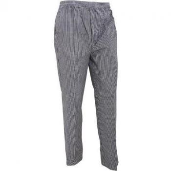 Pantalones Chef Unisex XL para Catering en Negro/Blanco