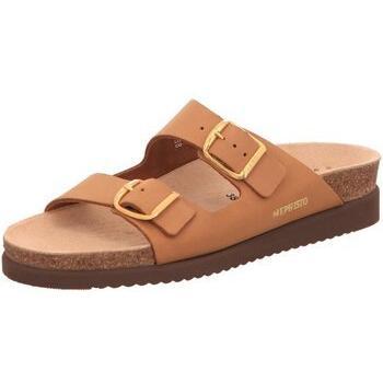 Full Grain Leather Mephisto Harmony Camel Scratch Women’s Slip‑On Sandals