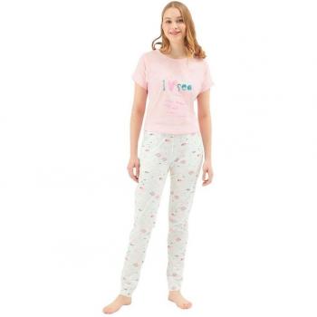 Pijamas Femeninos Eros: 100% Algodón, Cuello Redondo con Estampa