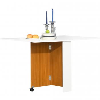 Mesa de Comedor Plegable con Ruedas Blanca