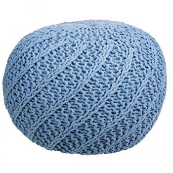 Puf de algodón trenzado azul 45x45x30