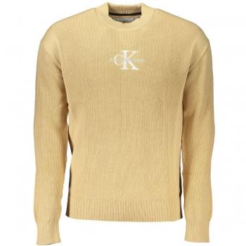 Men's Beige Cotton Crew Neck Sweater