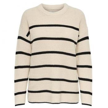 Only Pernille Damen Strickpullover in Beige und Schwarz, Größe L