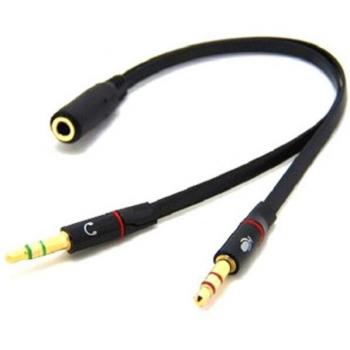 3,5mm Schwarz Y Splitter Kabel für Kopfhörer und Mikrofon