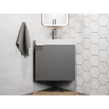 Mueble lavabo esquinero flotante gris mate