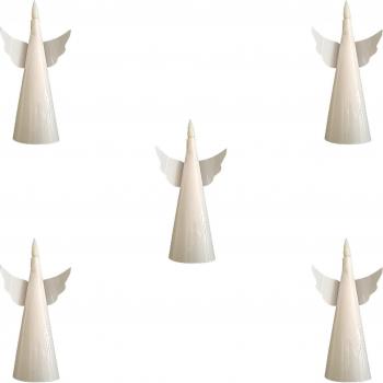 Set of 5 15cm Battery Operated LED Floating Angel Candle Christmas Decorations with Remote in Warm White