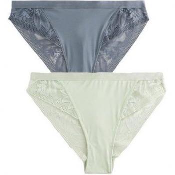 Duo de Culottes Microfibre et Dentelle Vert/Bleu