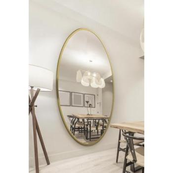 Prestige Gold Metal-Frame Oval Wall Mirror – 79 by 44 (200 × 112 cm)