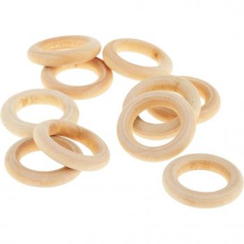 60pcs Crafting Wooden Rings for Jewelry Charms