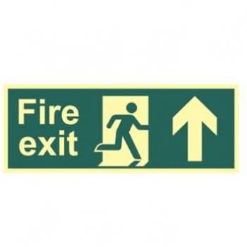 Fire Exit Sign with Running Man and Arrow Up
