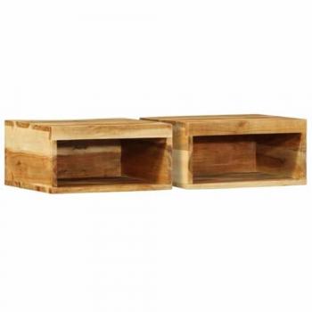Meubles TV muraux en bois massif d'acacia, 2 pcs