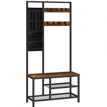 Vestiaire multifonction Hoobro – Banc de rangement et porte-robe