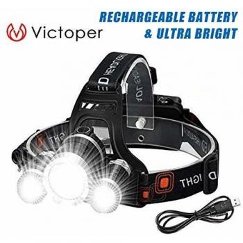 Victoper Wesho Rechargeable Headlight with 3 Lights 4 Modes, 6000 Lumen Super B