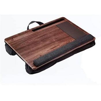Plateau avec coussin WE pour PC portable, Tapis de souris/repose-poignet intégré, support smartphone/tablette intégré pour PC jusqu'à 17'', en bambou