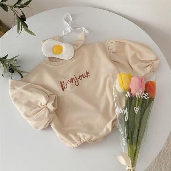 Puff Sleeve Baby Girl Outfit with Headband