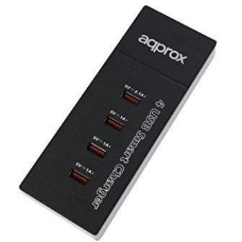 Cargador de viaje/pared 4 puertos USB 1x2A + 3x1A negro