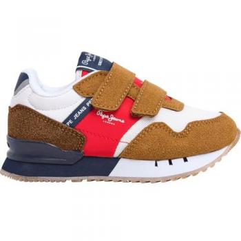 Baskets à scratch marron pour enfant Pepe Jeans