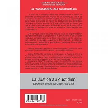 LA RESPONSABILITÉ DES CONSTRUCTEURS