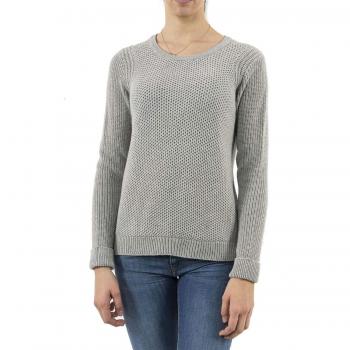 Damen-Waferpullover Street One Moon Grey Melange 42