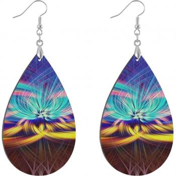 Women’s African Sunflower Design Wooden Earrings