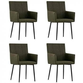 Sillas de Comedor con Reposabrazos 4 Unidades en Tela Marrón