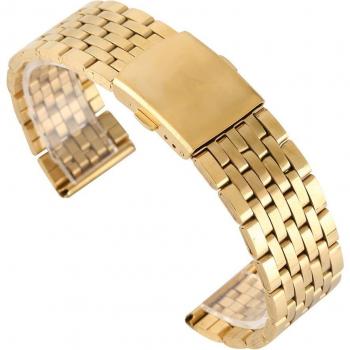 Edelstahl‑Uhr 18 mm/20 mm/22 mm – Goldenes Band mit 2 Springern – Profimarkt