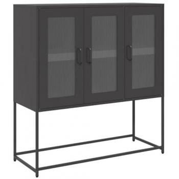 Credenza 100,5x39x107 cm in Acciaio Laminato a Freddo – Nera