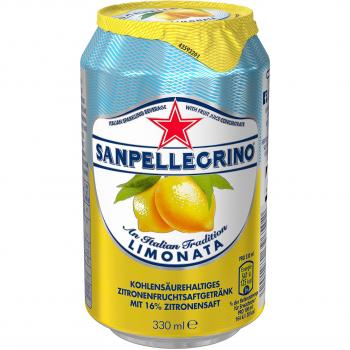 Sanpellegrino | Zitronen Limonade | Limonata | 16% Fruchtgehalt | 24 Dosen à 0,33l