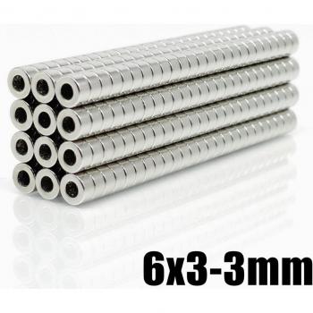 N35 6x3mm Neodymium Ring Magnet with 3 Holes
