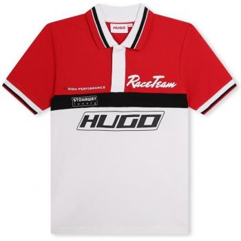 Polo HUGO rouge, manches courtes, 14A, garçon