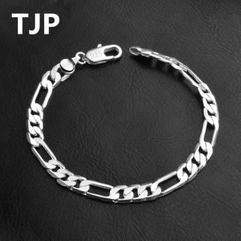 TJP 6mm Moderner Männer-Armreif Silber 925 Damen-Partyschmuck Figaro-Armband für Mädchen