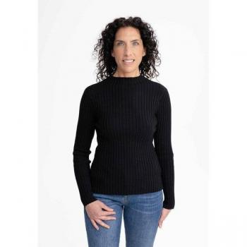 MELA Bio-NAMARI Pullover – fairgefertigt, GOTS-zertifiziert, kurzstehender Kragen, Schwarz, S