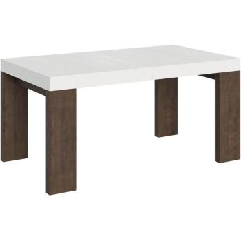 Mesa ribo-soporte blanca y nogal 160-420 cm