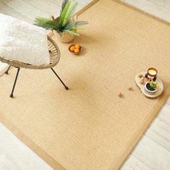 Tapis Tulum Miel Sisal 200x200 Ganse Lin Camel