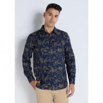 Chemise Longue Manche Paisley Marine