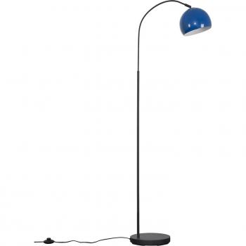 Curva Grey Floor Lamp with Navy Blue Dome Shade
