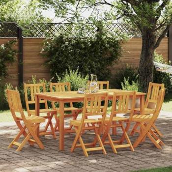 Set de chaises de jardin pliantes 8 pcs en bois d'acacia massif