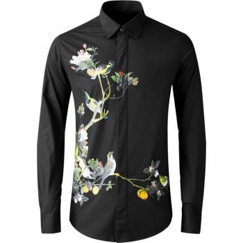 Camisa casual de manga larga para hombre, estampado, 100% algodón, tallas M-4XL