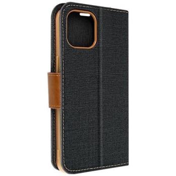 Funda de Tela para iPhone 14 con Cajón Tarjetero y Soporte Negro