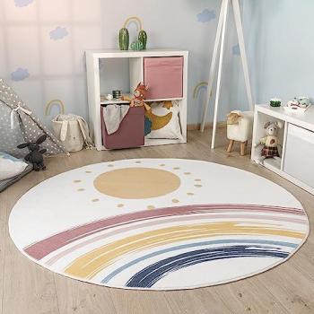 Plaid mural circulaire arc‑en‑ciel – 120 cm, lavage en machine