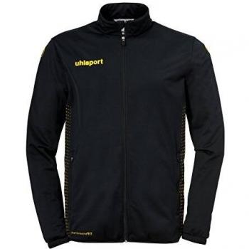 Schwarze Herrensportjacke mit gelben Akzenten, Score Classic von Uhlsport, Größe M