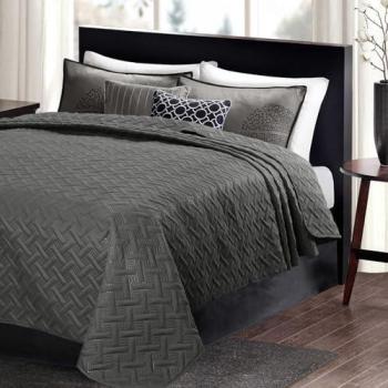 Dunkelgraue Tagesdecke 170 x 210 cm für Bett und Sofa