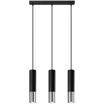 Lámpara colgante Loopez 3L negro/cromo