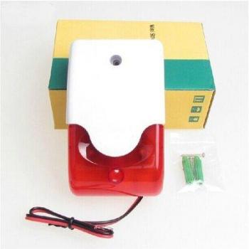 Wireless Mini Siren with Red Strobe Light, 110dB Alarm, 12V DC Power for Indoor/Outdoor