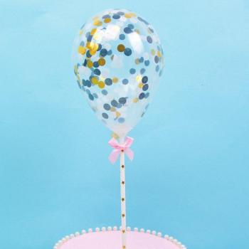 Durchsichtiger Deko-Ballon mit Konfetti-Effekt und Glanzstreifen für Geburtstagsfeiern