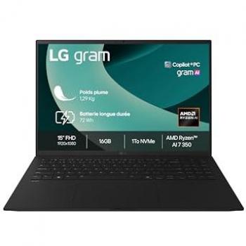 PC portable LG Gram 15 15Z80T-G.AU8BF 15 Noir Obsidien AMD Ryzen 7 32 Go 2 To